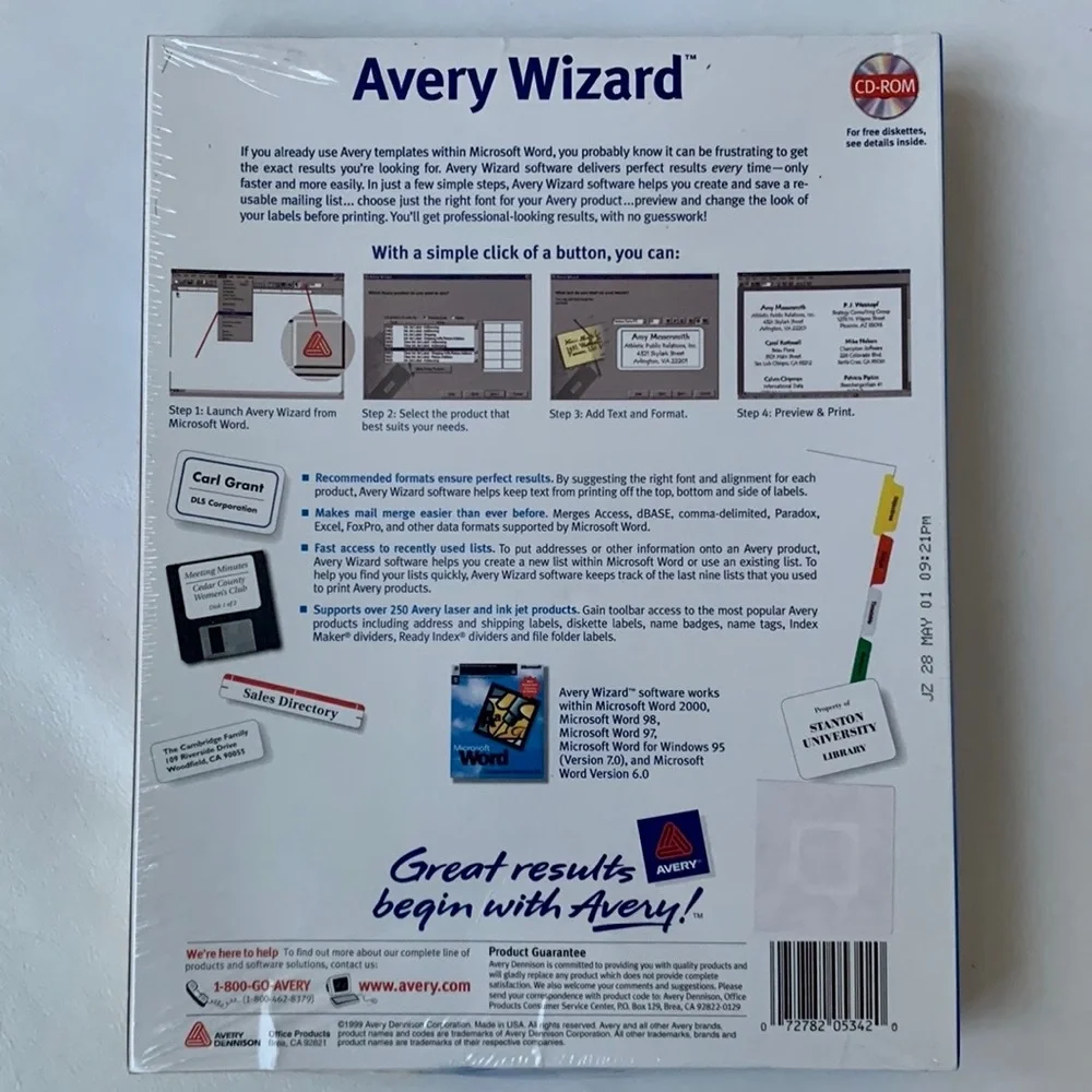 Avery Wizard For MS Office PC CD